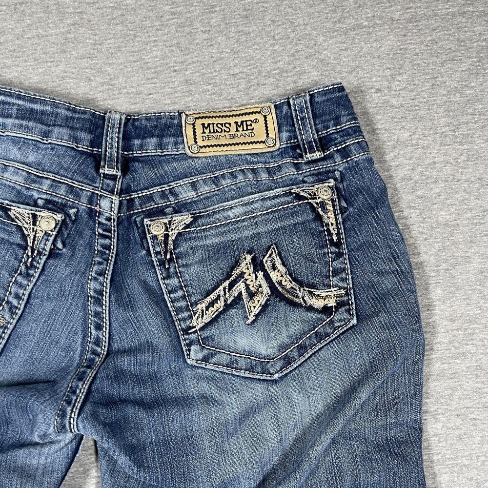 Miss Me Skinny Jeans Womens 31 Blue Medium Wash Mid Rise Embroidered Denim - Picture 9 of 10